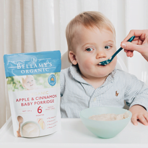 Bellamy's Organic Apple and Cinnamon Baby Porridge 6 Pack.