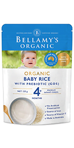 Bellamy's Organic Baby Rice with Prebiotic (GOS) 6 Pack.